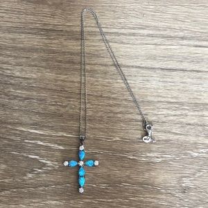 Blue Opal Cross Necklace